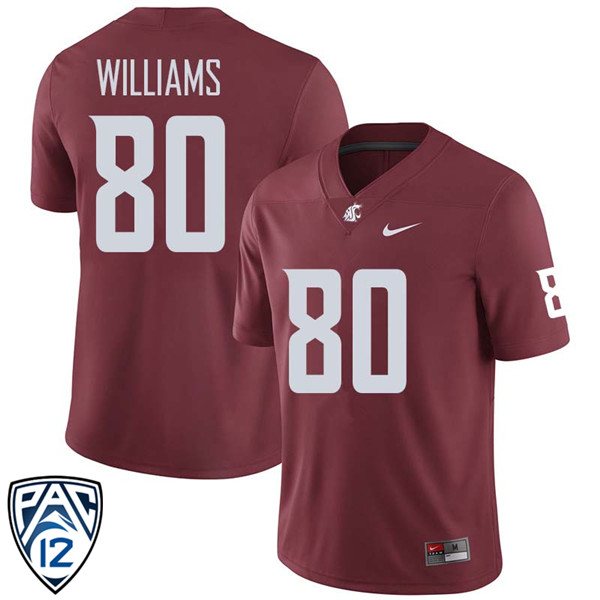 Men #80 Dom Williams Washington State Cougars College Football Jerseys Sale-Crimson